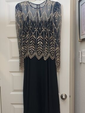 Vintage Cachet Navy Blue Chiffon Dress